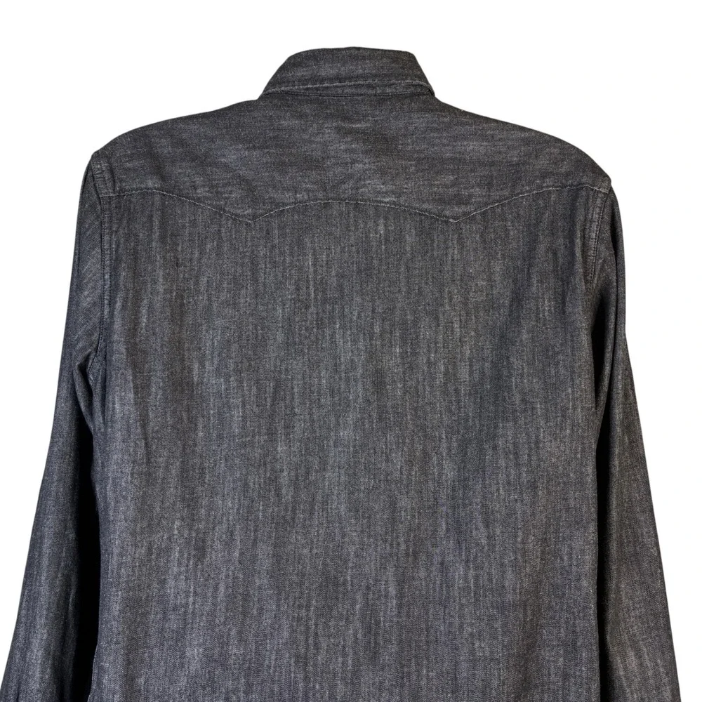 Levi's Mens Black Denim Western Pearl Snap Front Shirt Modern Fit Large Western - Picture 14 of 16